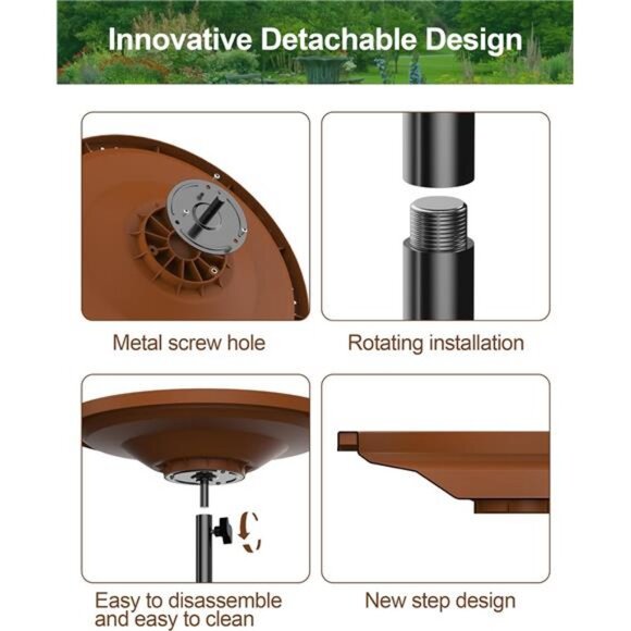 Bird Baths for Outdoors Heavy Duty, 38.5 in Detachable Birdbaths - Picture 4 of 8